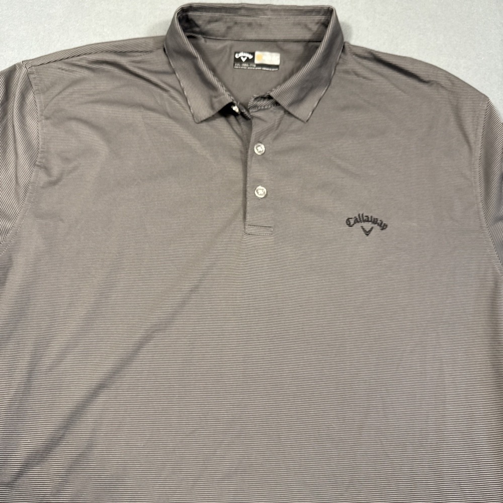 Callaway Polo Shirt Men's XXL GRAY MICROSTRIPE Golf Performance Logo